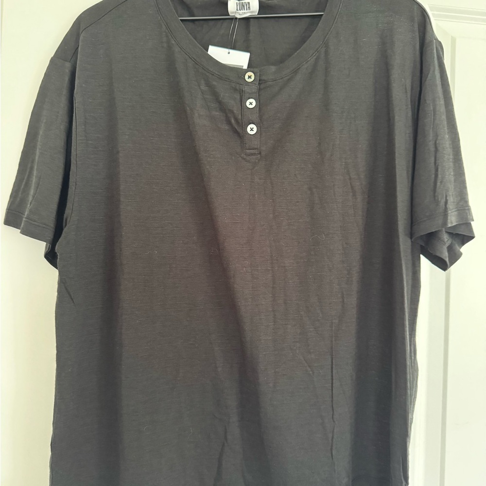 Lunya Charcoal Short Sleeve Henley